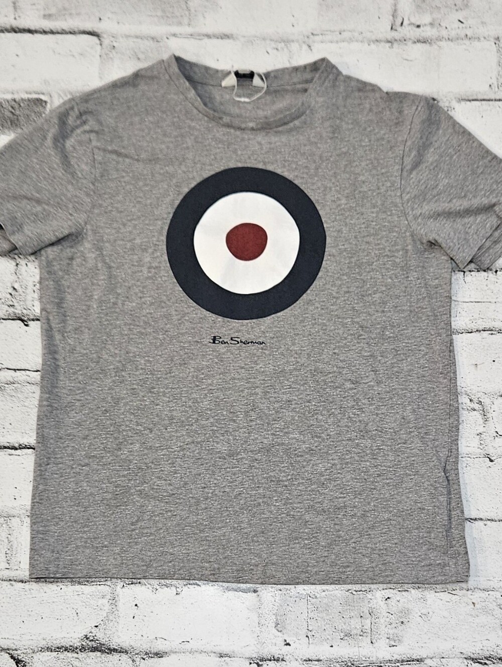 Ben Sherman Mens Target Mod Graphic T Shirt Gray Stretch Size Medium